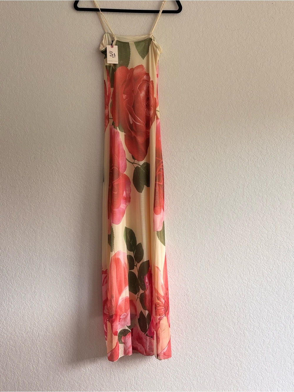 Sincerely Jules NWT Rose Floral Mesh Maxi Dress Cream Pink Size S - Picture 2 of 6